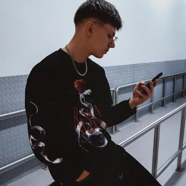Rise and Grind Snake Print Black Long-Sleeved Shirt - Image 2